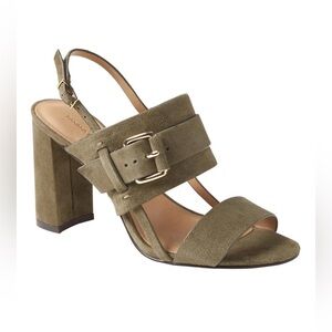 Banana Republic Double-Strap Buckle High Heel Sandal SIZE 8. In olive green.